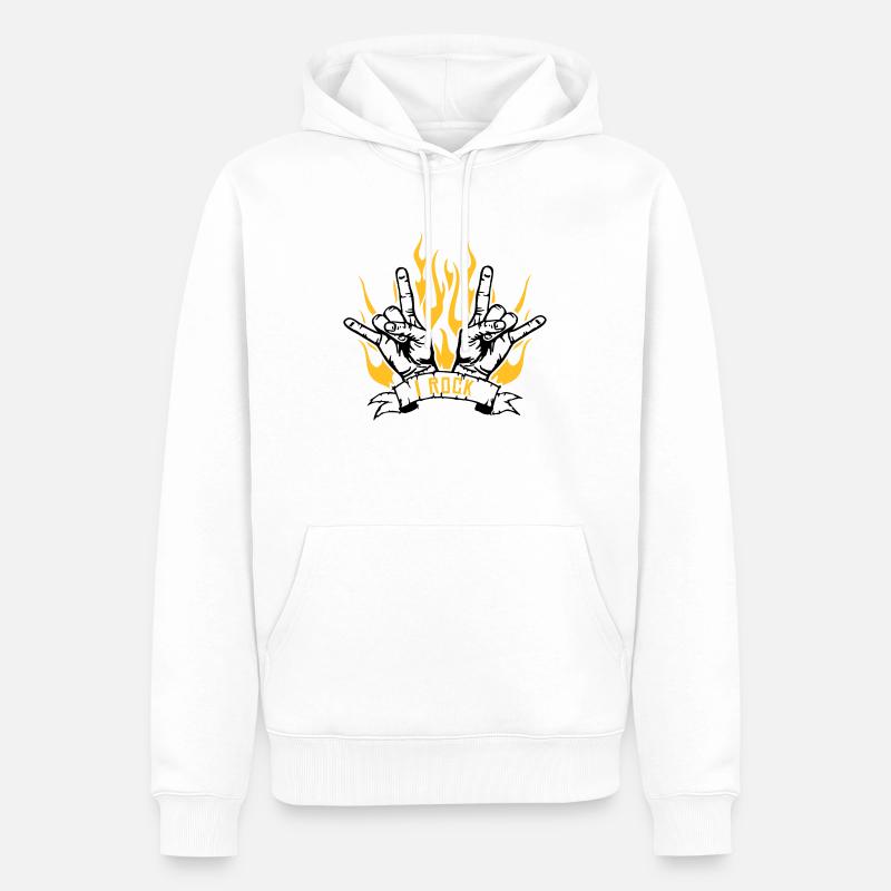 I rock - Sweat à capuche Premium bio Homme - blanc