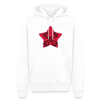 mécanique / mécanicien / mécano / garage - Sweat à capuche Premium bio Homme - blanc - Devant - Nico (187cm)