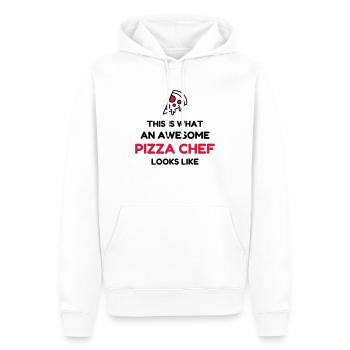 pizza / pizzaiolo / chef / italie / pizzaiola - Sweat à capuche Premium bio Homme - blanc - Devant - Nico (187cm)
