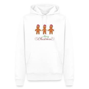 Joyeux Noël hommes en pain d'épice - Sweat à capuche Premium bio Homme - blanc - Devant - Nico (187cm)