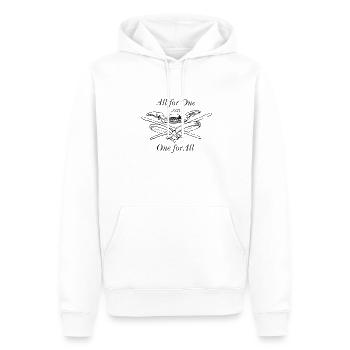 Alle für einen und einer für alle - Die drei Musketiere - Männer Premium Bio Hoodie - Weiß - Vorne - Nico (187cm)