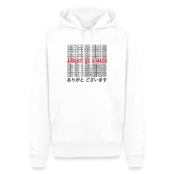 Arigato gozaimasu - Sweat à capuche Premium bio Homme - blanc - Devant - Nico (187cm)