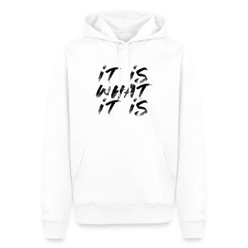it is what it is lustiger Spruch Schrift Englisch - Männer Premium Bio Hoodie - Weiß - Vorne - Nico (187cm)