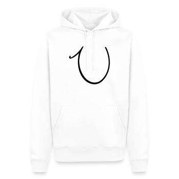 Das U - Männer Premium Bio Hoodie - Weiß - Vorne - Nico (187cm)