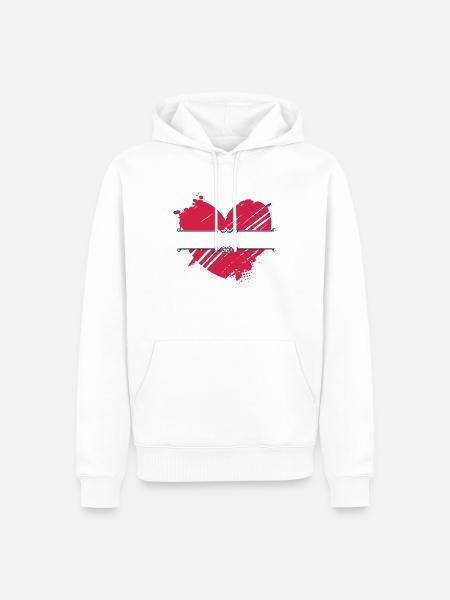 rote Herzspalte - Männer Premium Bio Hoodie - Weiß