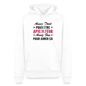 doué pour être apiculteur / humour apiculteur - Sweat à capuche Premium bio Homme - blanc - Devant - Nico (187cm)