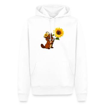 Biber mit Sonnenblume und Cowboyhut - Männer Premium Bio Hoodie - Weiß - Vorne - Nico (187cm)