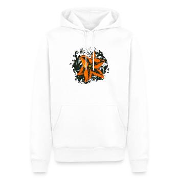 Blumenzeichnung Tattoo 14 2 A - Männer Premium Bio Hoodie - Weiß - Vorne - Nico (187cm)