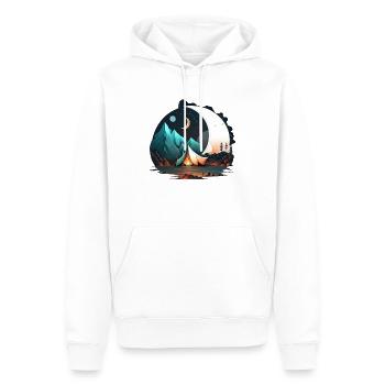 Zelt im Mondschein, Berge, Camping - Männer Premium Bio Hoodie - Weiß - Vorne - Nico (187cm)