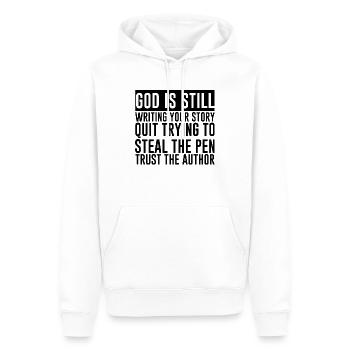 God Is Still Writing Your Story 4 - Men’s Premium Organic Hoodie - white - Front - Nico (187cm)