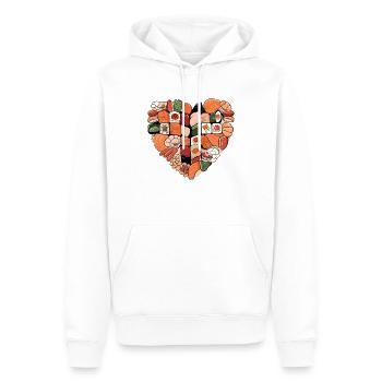 Un coeur de sushis - Sweat à capuche Premium bio Homme - blanc - Devant - Nico (187cm)
