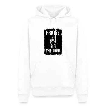 Messages de la Bible Jésus loue le Seigneur - Sweat à capuche Premium bio Homme - blanc - Devant - Nico (187cm)