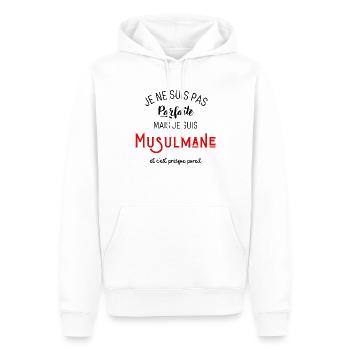 Pas parfaite mais musulmane - Sweat à capuche Premium bio Homme - blanc - Devant - Nico (187cm)