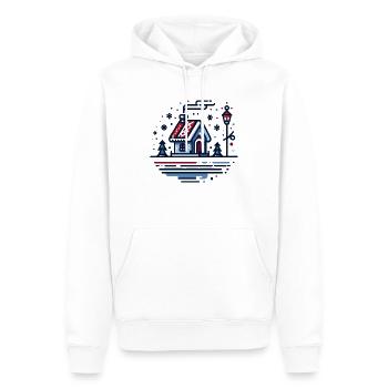 Gemütliches Winterhaus - Verschneite Landschaftskunst - Männer Premium Bio Hoodie - Weiß - Vorne - Nico (187cm)
