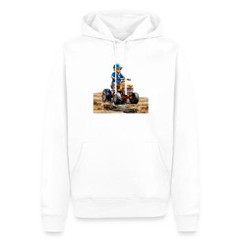 Warum lieben Kinder Tretfahrzeuge? - Männer Premium Bio Hoodie - Weiß - Vorne - Nico (187cm)