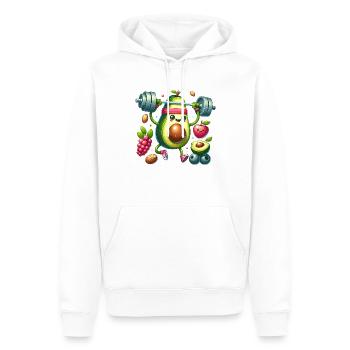 Avocado Workout Spaß - Männer Premium Bio Hoodie - Weiß - Vorne - Nico (187cm)