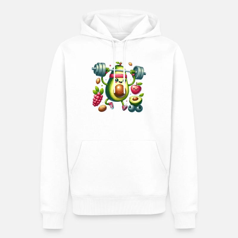 Avocado Workout Spaß - Männer Premium Bio Hoodie - Weiß