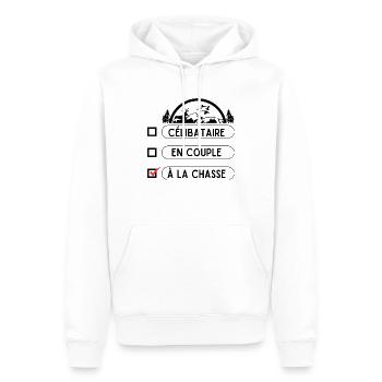 Saint Valentin chasseur - Sweat à capuche Premium bio Homme - blanc - Devant - Nico (187cm)