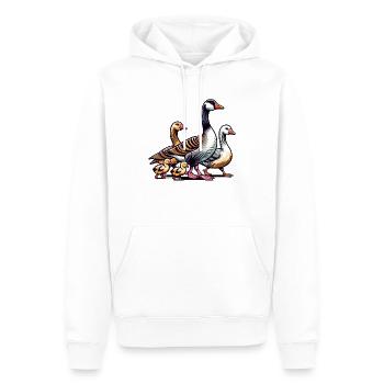Famille des oies - Sweat à capuche Premium bio Homme - blanc - Devant - Nico (187cm)