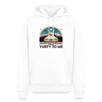 Talk Yurty To Me - Lustiges Zeltliebhaber Geschenk - Männer Premium Bio Hoodie - Weiß - Vorne - Nico (187cm)