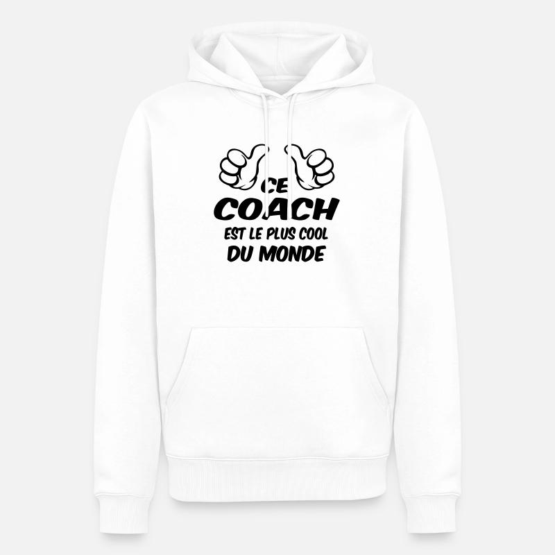 MEILLEUR COACH - Sweat à capuche Premium bio Homme - blanc