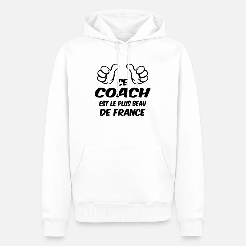 MEILLEUR COACH 1t5 - Sweat à capuche Premium bio Homme - blanc
