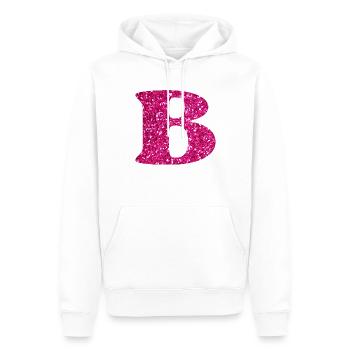 Buchstabe b rosa Glitzer - Männer Premium Bio Hoodie - Weiß - Vorne - Nico (187cm)