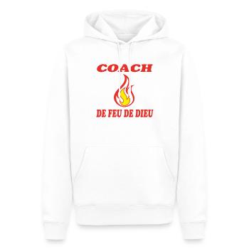 COACH DE FEU DE DIEU - Sweat à capuche Premium bio Homme - blanc - Devant - Nico (187cm)