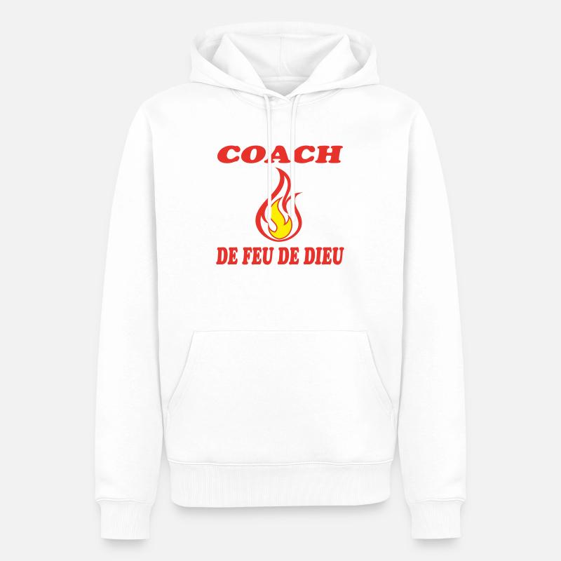 COACH DE FEU DE DIEU - Sweat à capuche Premium bio Homme - blanc