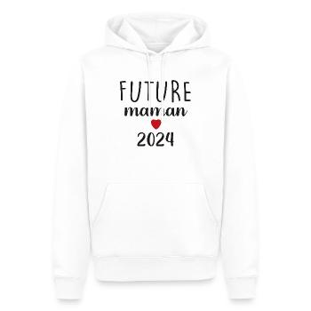 retro t-shirt cadeau futur maman - Sweat à capuche Premium bio Homme - blanc - Devant - Nico (187cm)