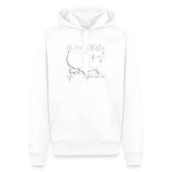 USA | Landkarte | Schatten Script - Männer Premium Bio Hoodie - Weiß - Vorne - Nico (187cm)