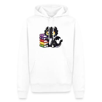 Schwarzer Drache Goldene Augen Bücher - Männer Premium Bio Hoodie - Weiß - Vorne - Nico (187cm)