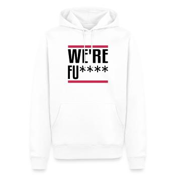 Nous sommes f**** ! Élections de 2024 aux États-Unis. - Sweat à capuche Premium bio Homme - blanc - Devant - Nico (187cm)