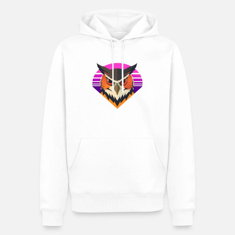 Eule im Retrostil - Männer Premium Bio Hoodie - Weiß