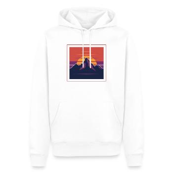 Sunset Peaks zwischen den Bergen - Männer Premium Bio Hoodie - Weiß - Vorne - Nico (187cm)