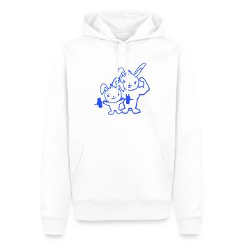 2 Hasen Bodybuilder Gym Muskeln Stark Fitness Team - Männer Premium Bio Hoodie - Weiß - Vorne - Nico (187cm)