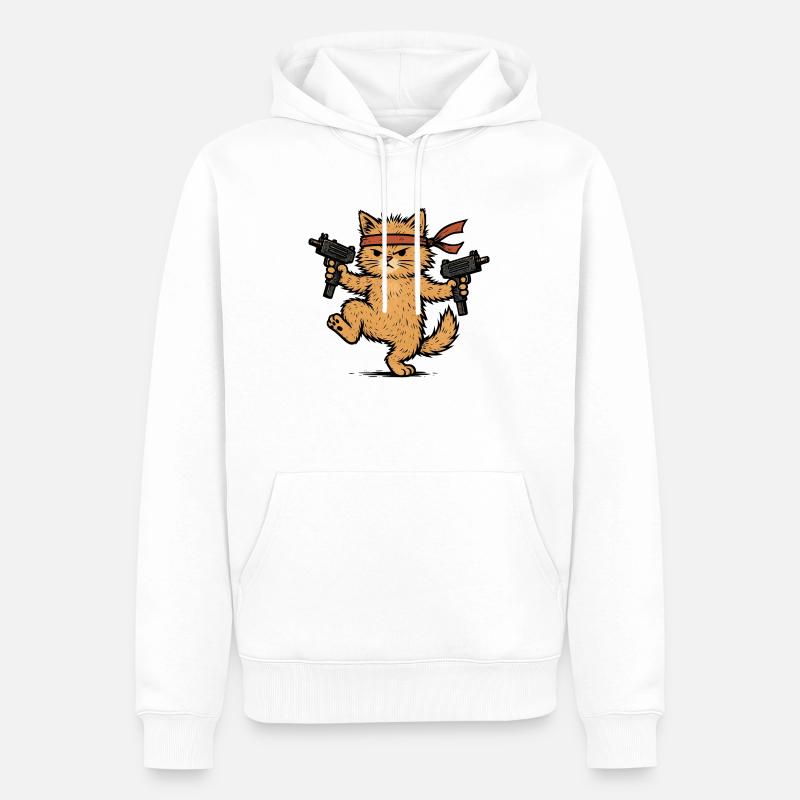 Angry Cat - Männer Premium Bio Hoodie - Weiß