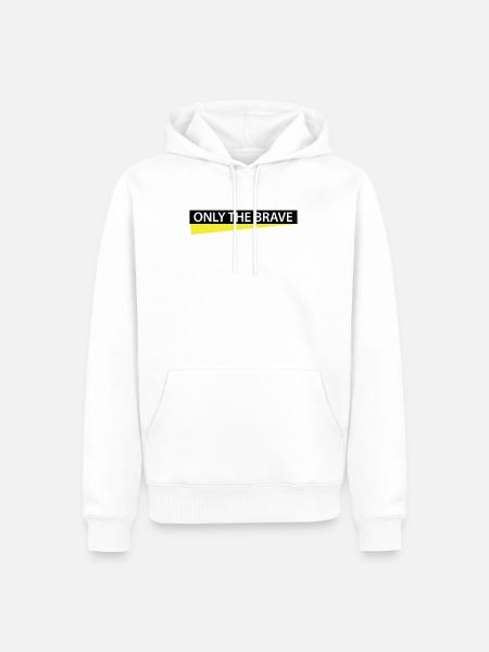 ONLY THE BRAVE - Men’s Premium Organic Hoodie - white