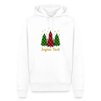 Joyeux Noël French Phrase With Christmas Trees - Men’s Premium Organic Hoodie - white - Front - Nico (187cm)