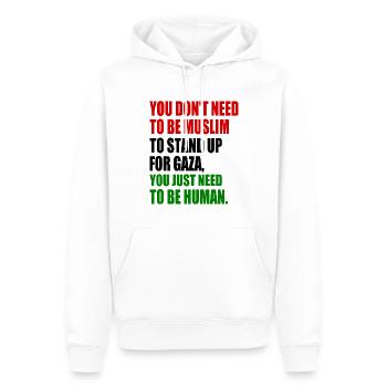 you don't need to be muslim to stand up for gaza - Männer Premium Bio Hoodie - Weiß - Vorne - Nico (187cm)