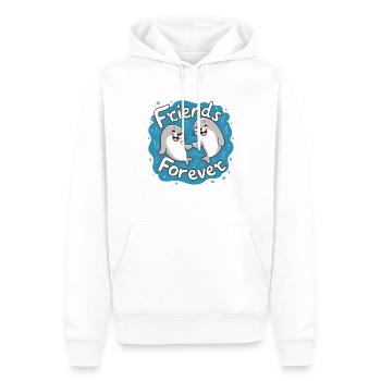 Deux drôles d’amis phoques pour toujours - Sweat à capuche Premium bio Homme - blanc - Devant - Nico (187cm)