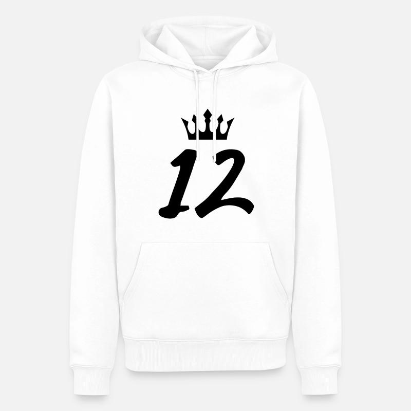 12 Couronne numérique - Sweat à capuche Premium bio Homme - blanc