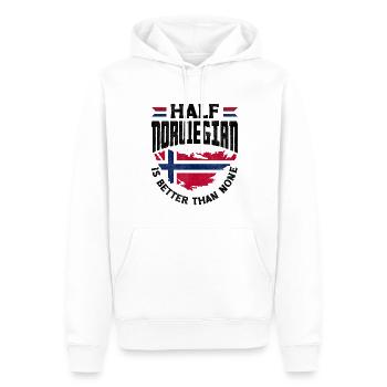 Drapeau de la Norvège La moitié norvégienne vaut mieux que rien - Sweat à capuche Premium bio Homme - blanc - Devant - Nico (187cm)