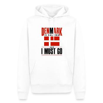 Danemark Drapeau Le Danemark appelle - Sweat à capuche Premium bio Homme - blanc - Devant - Nico (187cm)