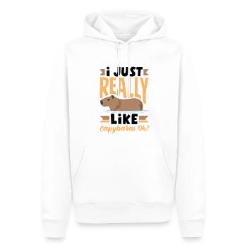 Capybara rongeur J’aime vraiment les capybars ok - Sweat à capuche Premium bio Homme - blanc - Devant - Nico (187cm)