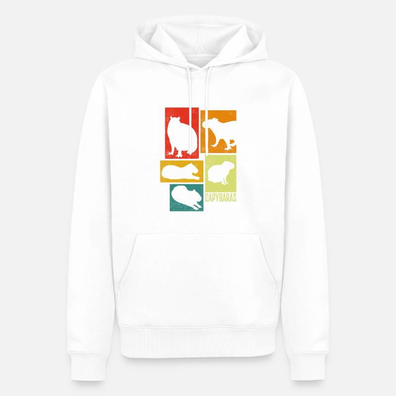 Capybara Rongeur Capybaras Silhouettes - Sweat à capuche Premium bio Homme - blanc