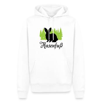 "Hasenfuß: Charmant schüchtern" - Männer Premium Bio Hoodie - Weiß - Vorne - Nico (187cm)
