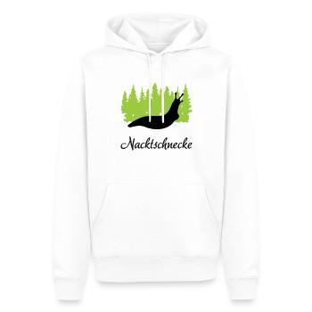 "Nacktschnecke: Freche Eleganz" - Männer Premium Bio Hoodie - Weiß - Vorne - Nico (187cm)