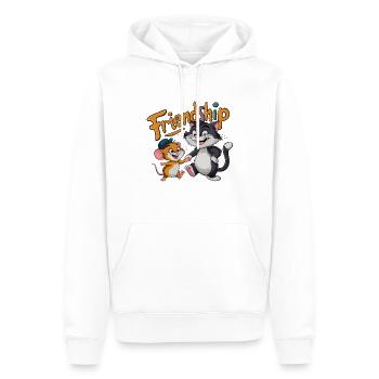 Freunde für immer Katze und Maus Freundschaft - Männer Premium Bio Hoodie - Weiß - Vorne - Nico (187cm)