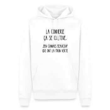 la connerie ça se cultive - Sweat à capuche Premium bio Homme - blanc - Devant - Nico (187cm)